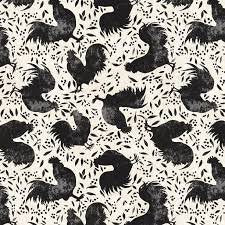 Wilmington Prints Proud Rooster Toss Ivory Black Fabric ONLINE ONLY