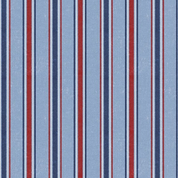 Wilmington Prints At the Helm Multi Stripe Light Blue Fabric ONLINE ONLY