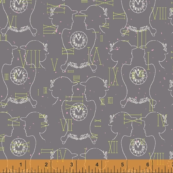 Windham Fabrics Clueless Clockwork Dark Grey Fabric ONLINE ONLY