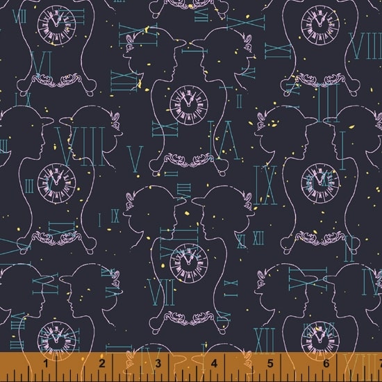 Windham Fabrics Clueless Clockwork Navy Fabric ONLINE ONLY