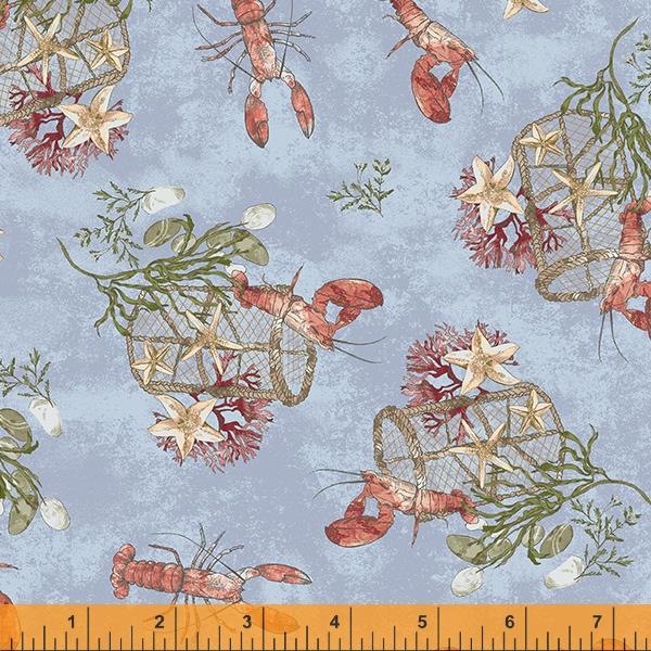 Windham Fabrics Sea & Shore Lobster Pots Heather Blue Fabric ONLINE ONLY