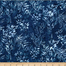 Hoffman Fabrics Autumn Mist Leafy Branches Navy Batik Fabric