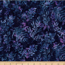 Hoffman Fabrics Dandelions At Dusk Leafy Branches Blackberry Batik Fabric