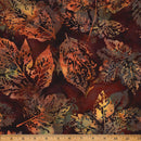 Hoffman Fabrics Xray Leaves Cinnamon Spice Mulberry Batik Fabric
