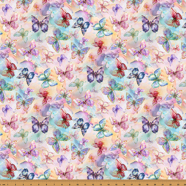 Hoffman Fabrics Flourish Butterflies Pastel Fabric