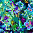 Timeless Treasures Electric Butterflies 108" Wide Back Fabric