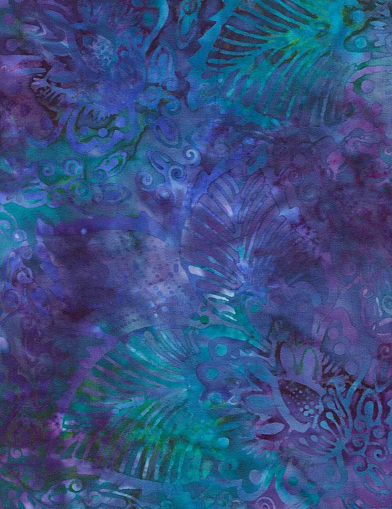 Timeless Treasures Xtonga Batik Tri-Exotic Leaf Reef Wide Back Fabric