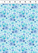 Clothworks Spring Cheer Small Floral Blue Fabric
