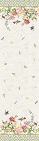 Clothworks Hummingbird Days Double Border Light Cream Fabric