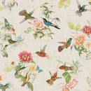 Clothworks Hummingbird Days Toile Light Khaki Fabric