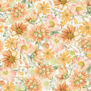 Clothworks Hummingbird Days Packed Floral Light Orange Fabric
