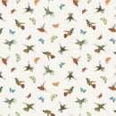 Clothworks Hummingbird Days Hummingbirds Light Cream Fabric