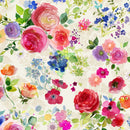 Clothworks Fleur de Rose Bouquets Light Cream Fabric