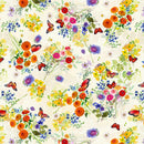 Clothworks Fleur de Rose Butterfly Garden Light Cream Fabric