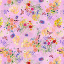 Clothworks Fleur de Rose Butterfly Garden Pink Fabric