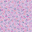 Clothworks Fleur de Rose Flower Stamps Light Purple Fabric