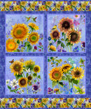 Clothworks Sunflower Periwinkle Panel