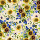 Clothworks Sunflower Song Bouquets Light Caramel Fabric