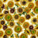 Clothworks Sunflower Song Sunflowers Light Cream Fabric