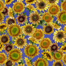 Clothworks Sunflower Song Sunflowers Dark Periwinkle Fabric