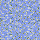 Clothworks Sunflower Song Daisies Light Periwinkle Fabric