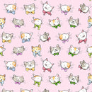 Clothworks Let's Bake Cat Faces Pink Flannel Fabric