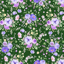 Clothworks Chateau En Fleur Bouquets Forest Fabric