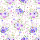 Clothworks Chateau En Fleur Bouquets White Fabric