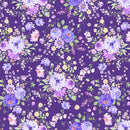 Clothworks Chateau En Fleur Bouquets Dark Purple Fabric