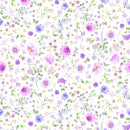 Clothworks Chateau En Fleur Allover Floral White Fabric