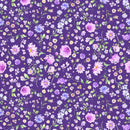 Clothworks Chateau En Fleur Allover Floral Dark Purple Fabric