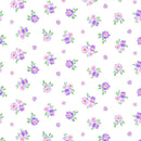 Clothworks Chateau En Fleur Ditsy White Fabric