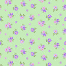 Clothworks Chateau En Fleur Ditsy Light Green Fabric