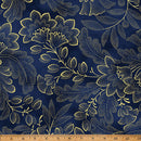 Hoffman Fabrics Crown And Vine Navy Gold Fabric