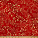 Hoffman Fabrics Crown And Vine Scarlett Gold Fabric