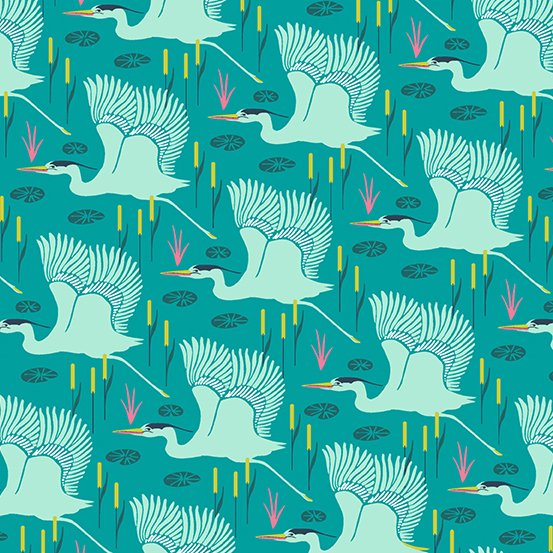 Andover Fabrics Flora And Fauna Birds Teal Fabric ONLINE ONLY