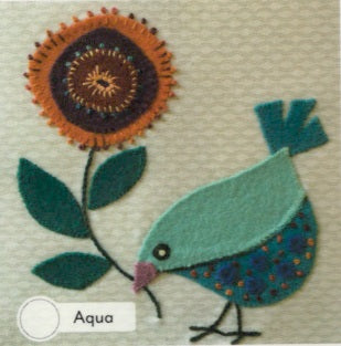 Wendy Williams Little Bird Aqua Pre-Cut Wool Applique Kit