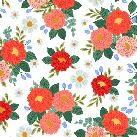 Cotton + Steel Garden And Globe Summer Red Full Bloom Fabric ONLINE PURCHASE ONLY