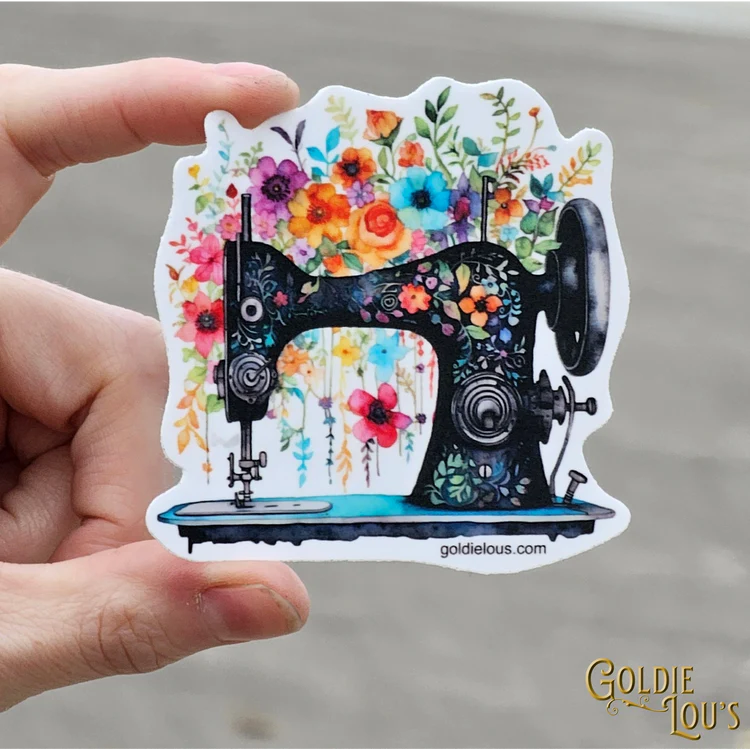 Floral Sewing Machine 1 Sticker