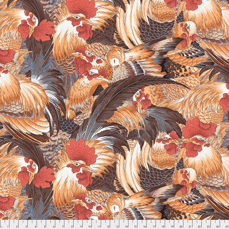 Free Spirit Roosters Natural Fabric  ONLINE PURCHASE ONLY