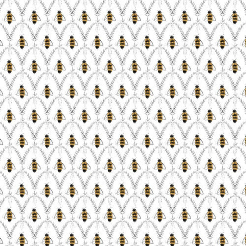 Blank Quilting Royal Jelly Bees In Scallops White Fabric