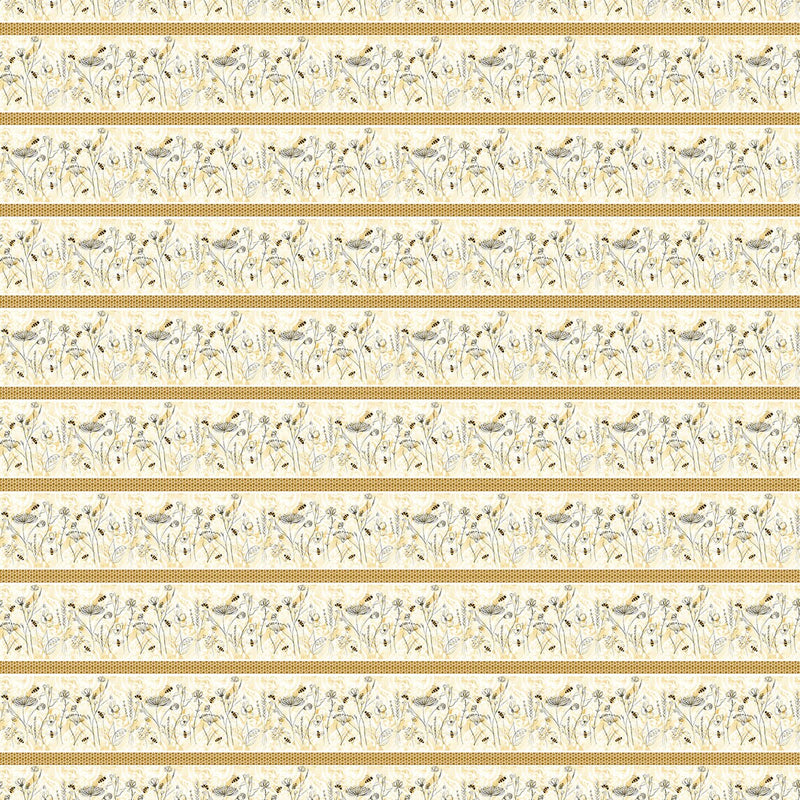 Blank Quilting Royal Jelly Honeybee Border Stripe Ivory Fabric