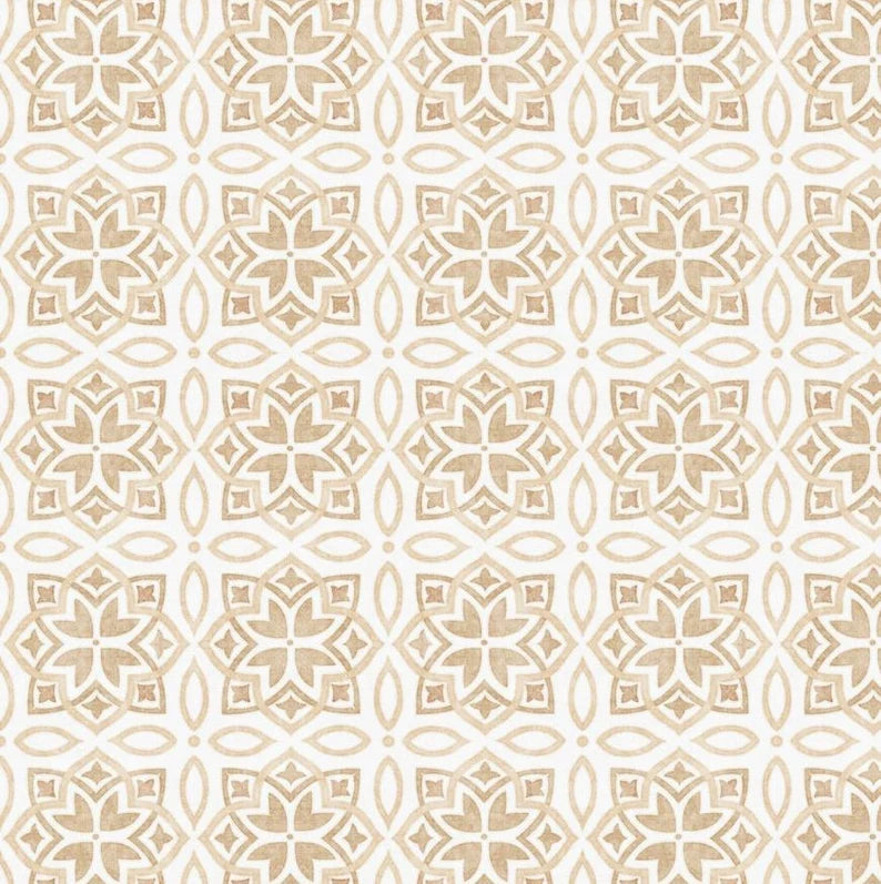 QT Fabrics Greener Pastures Tiles Cream Fabric ONLINE PURCHASE ONLY