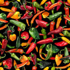 QT Fabrics Fresh Chili Pepper Fabric ONLINE PURCHASE ONLY