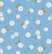 QT Fabrics Morgan Tossed Flowers Blue Fabric ONLINE PURCHASE ONLY