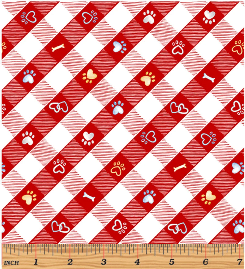 Kanvas Studio Puppy Lane Plaid Red Fabric ONLINE PURCHASE ONLY