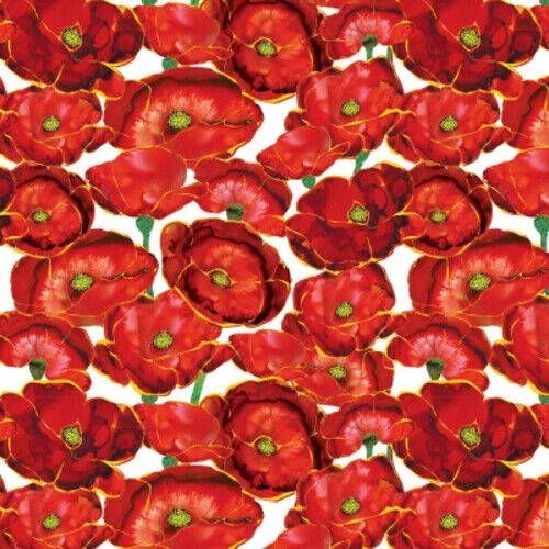 Studio E Fabrics Poppy Days Poppies Small Packed White Fabric ONLINE PURCHASE ONLY