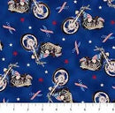 Northcott Liberty Ride 2 Motorcycles Blue Fabric ONLINE PURCHASE ONLY