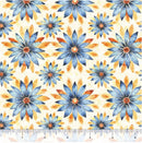 QT Fabrics Midnight Blooms Geo Floral Blue Fabric