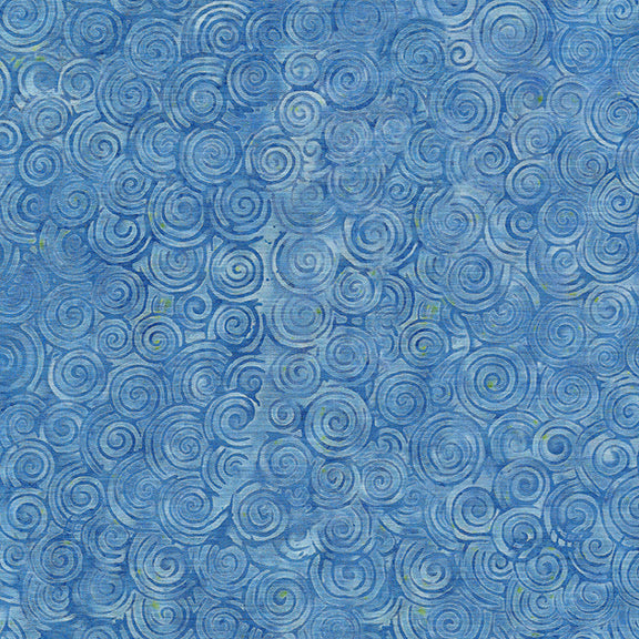 Island Batik Refections Swirls French Blue Batik Fabric